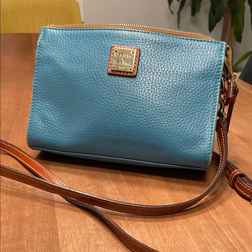 Dooney & Bourke Pebbled Leather Crossbody Bag, Teal — NEW